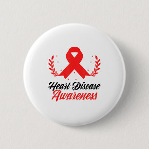 Heart Attack Red Ribbon Surgery Heart Disease Awar 6 Cm Round Badge