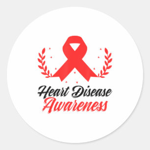 Heart Attack Red Ribbon Surgery Heart Disease Awar Classic Round Sticker