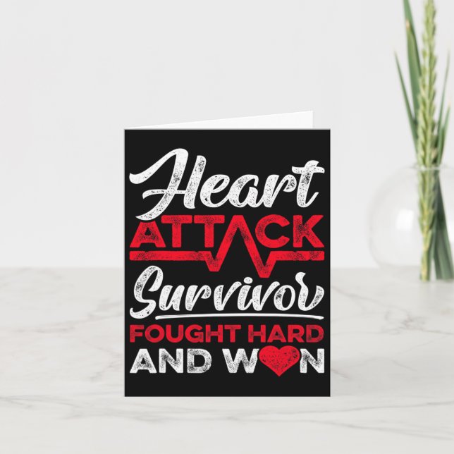 Heart Attack Survivor Faught Hard And Won Red Ribb Card (Front)