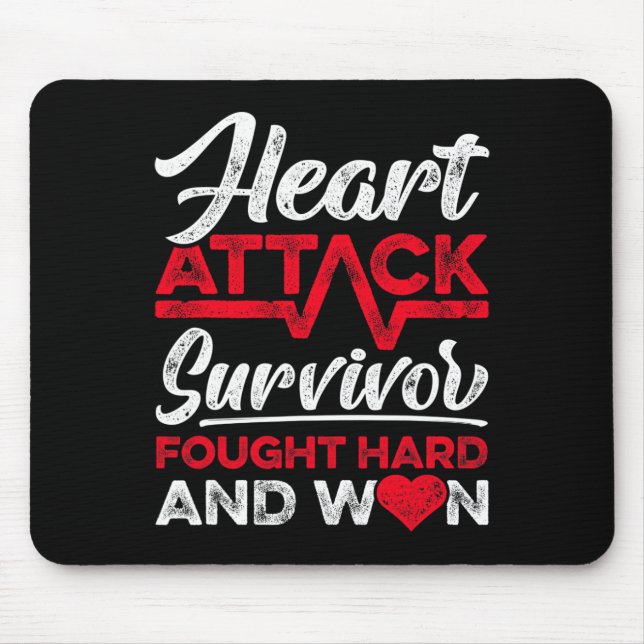 Heart Attack Survivor Faught Hard And Won Red Ribb Mouse Mat (Front)