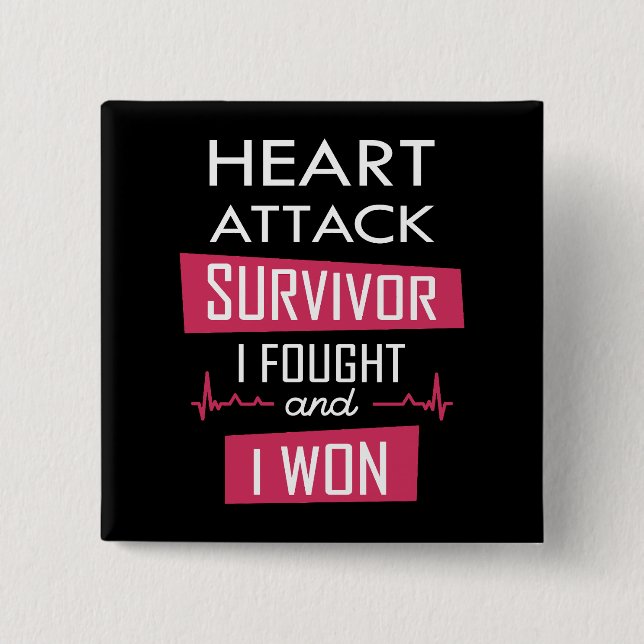 Heart attack survivor, I fought and I won 15 Cm Square Badge (Front)