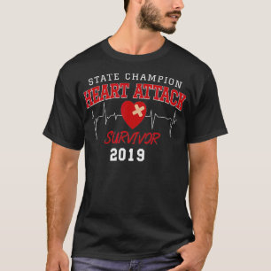 Heart Attack Survivor  Red Art Heartbeat Surgery  T-Shirt