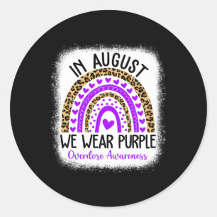 Heart August We Wear Purple Overdose Awareness Gif Classic Round Sticker