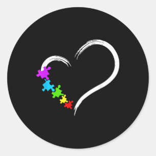 Heart Autism Awareness Love Puzzle Simple Autism I Classic Round Sticker