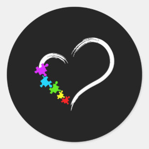 Heart Autism Awareness Love Puzzle Simple Idea Aut Classic Round Sticker