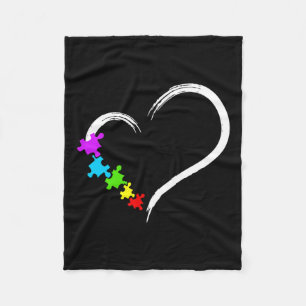 Heart Autism Awareness Love Puzzle Simple Idea Aut Fleece Blanket