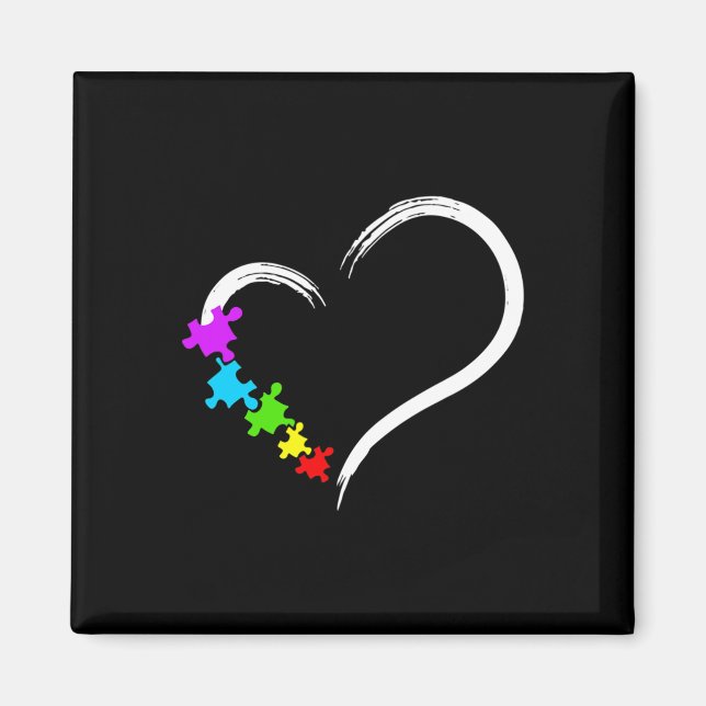Heart Autism Awareness Love Puzzle Simple Idea Aut Magnet (Front)