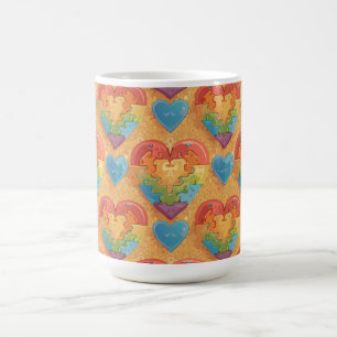 Heart autism coffee mug