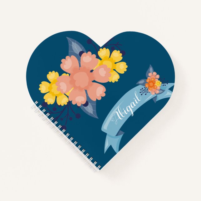 Heart Autumn Floral Spiral Notebook (Front)