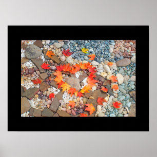 Heart Autumn Leaves art prints Rock Garden
