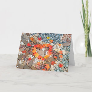 Heart Autumn Leaves Greeting Cards Rock Garden