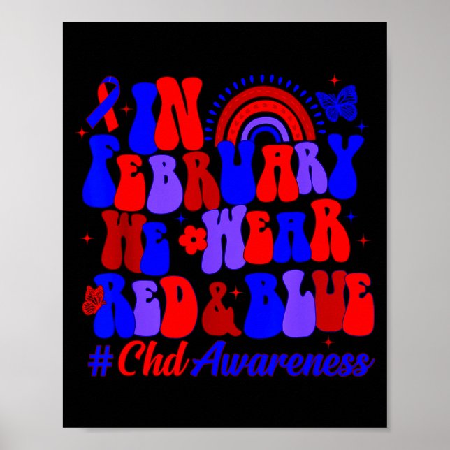 Heart Awareness Chd Awareness Rainbow In February  Poster (Front)