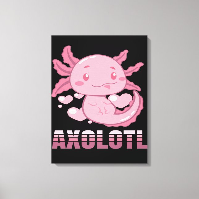 Heart Axolotl | Cute cartoon Axolotl Canvas Print (Front)