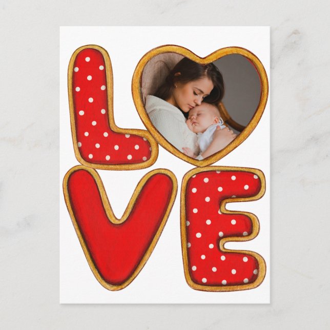 Heart Baby Photo Birth Announcement Keepsake LOVE Postcard (Front)