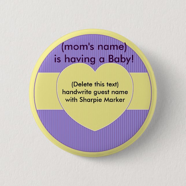 Heart Baby Shower Name pins (Front)