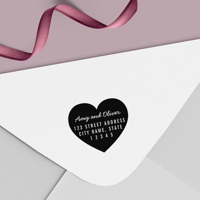 Heart Background Couple Name Return Address Self-inking Stamp (Creator Uploaded)
