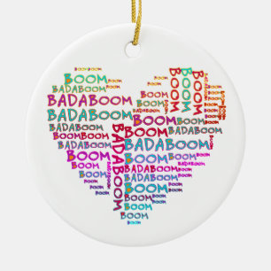 Heart Badaboom make your own background Ceramic Tree Decoration