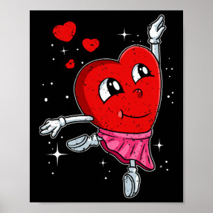 Heart Ballerina Valentines Day Cute Ballet Dancing Poster
