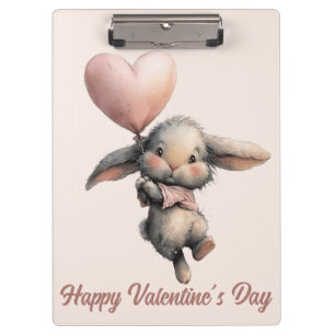 Heart Balloon Bunny for Valentines Clipboard