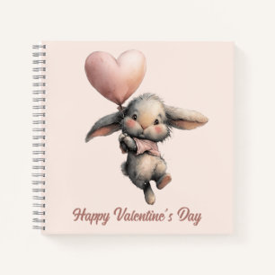 Heart Balloon Bunny for Valentines Notebook