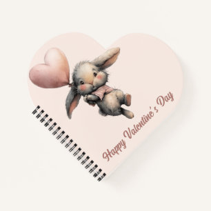 Heart Balloon Bunny for Valentines Notebook