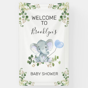 Heart Balloon Elephant Foliage Baby Shower Welcome Banner