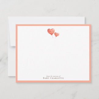 Heart Balloon Nursery Note Card – Personalized