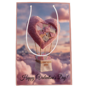 Heart Balloon of Love Letters Design Postcard Medium Gift Bag