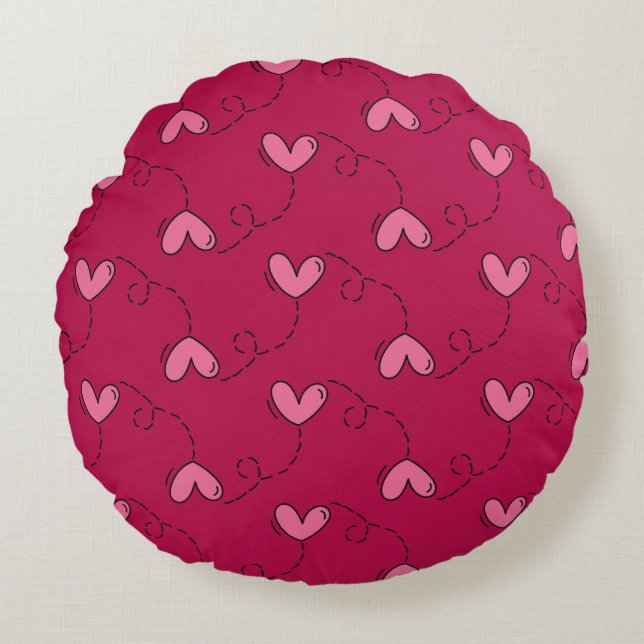 Heart Balloon Pattern Round Cushion (Front)