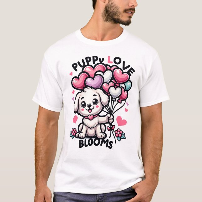 Heart Balloon Pup - Adorable Love Celebration Tee (Front)