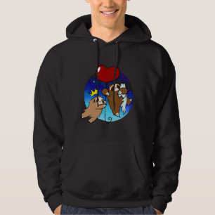 Heart Balloon Sloth And Cat Night Sky Hoodie