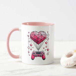 Heart Balloon with Controller Fun Valentine's Day Mug