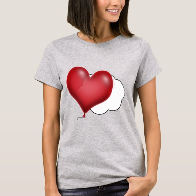 Heart Balloon with Fluffy Cloud T-Shirt (Front)