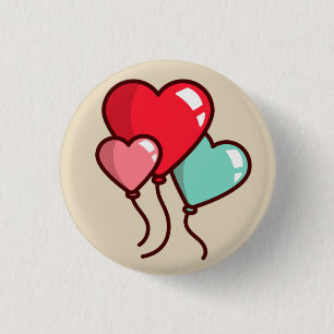 Heart Balloons 3 Cm Round Badge