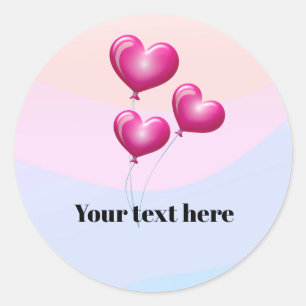 Heart Balloons, all-occasion template, customise,  Classic Round Sticker