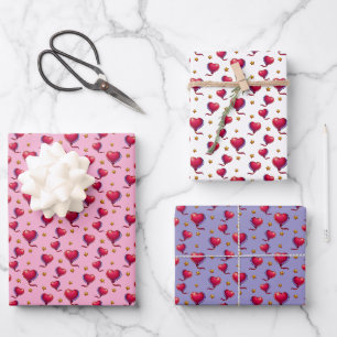 Heart Balloons and Stars Wrapping Paper Sheet