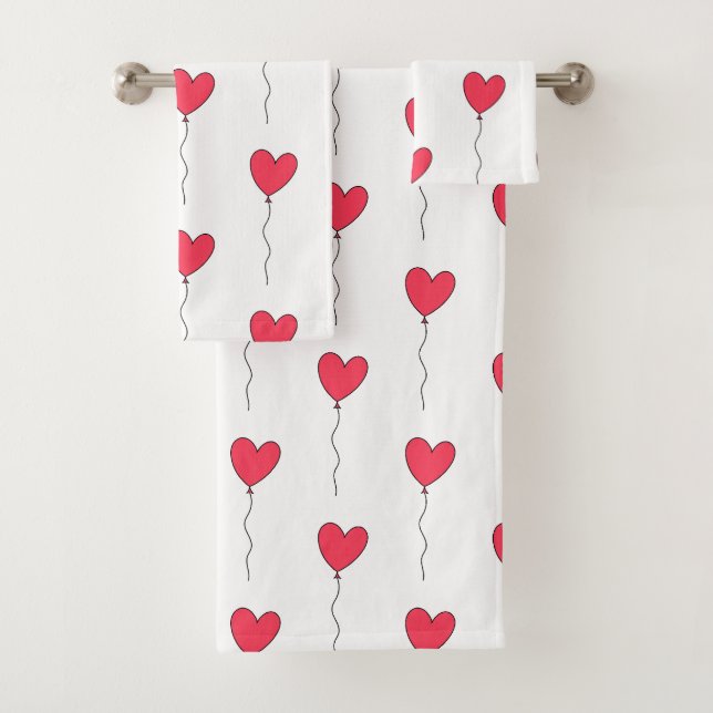 Heart Balloons Bath Towel Set (Insitu)