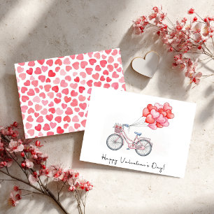 Heart Balloons & Bikes Valentine's Day Holiday Card