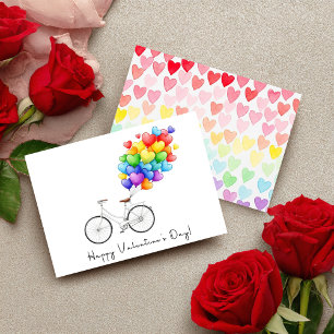 Heart Balloons & Bikes Valentine's Day Holiday Card