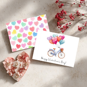 Heart Balloons & Bikes Valentine's Day Holiday Card