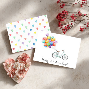 Heart Balloons & Bikes Valentine's Day Holiday Card