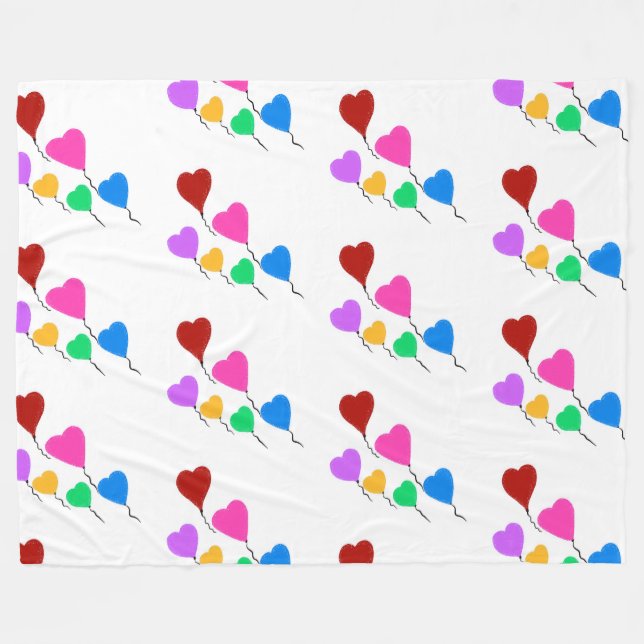 Heart Balloons Fleece Blanket (Front (Horizontal))