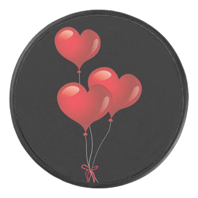 Heart Balloons Hockey Puck (Front)