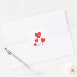 Heart Balloons Illustration Design Square Sticker