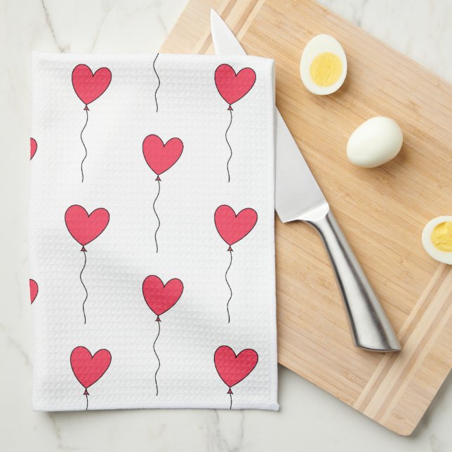 Heart Balloons Tea Towel (Quarter Fold)