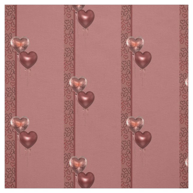 Heart balloons with heart squiggly border fabric (Swatch)