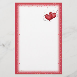 Heart Balloons With Little Hearts Stationery