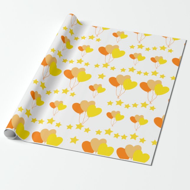 heart balloons with stars wrapping paper (Unrolled)