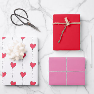Heart Balloons Wrapping Paper Sheet