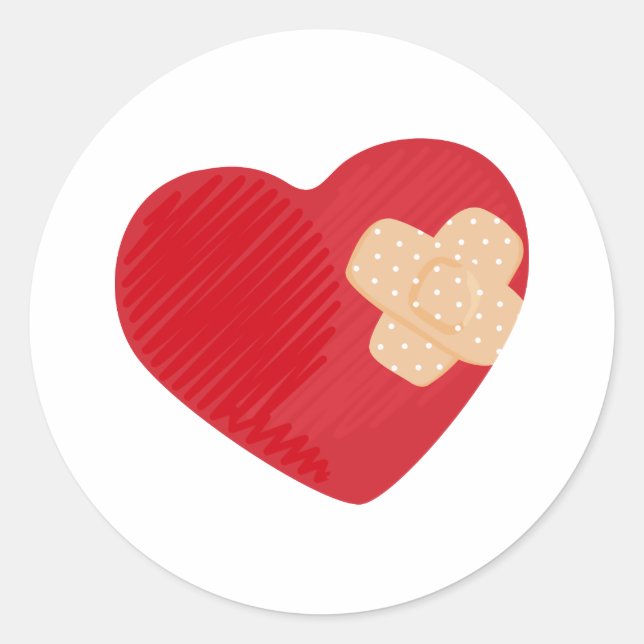 Heart Bandage Classic Round Sticker (Front)
